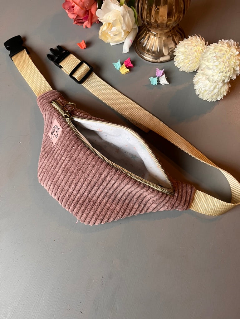 Personalisierte Kinderbauchtasche/ Minibauchtasche Rosa Cord