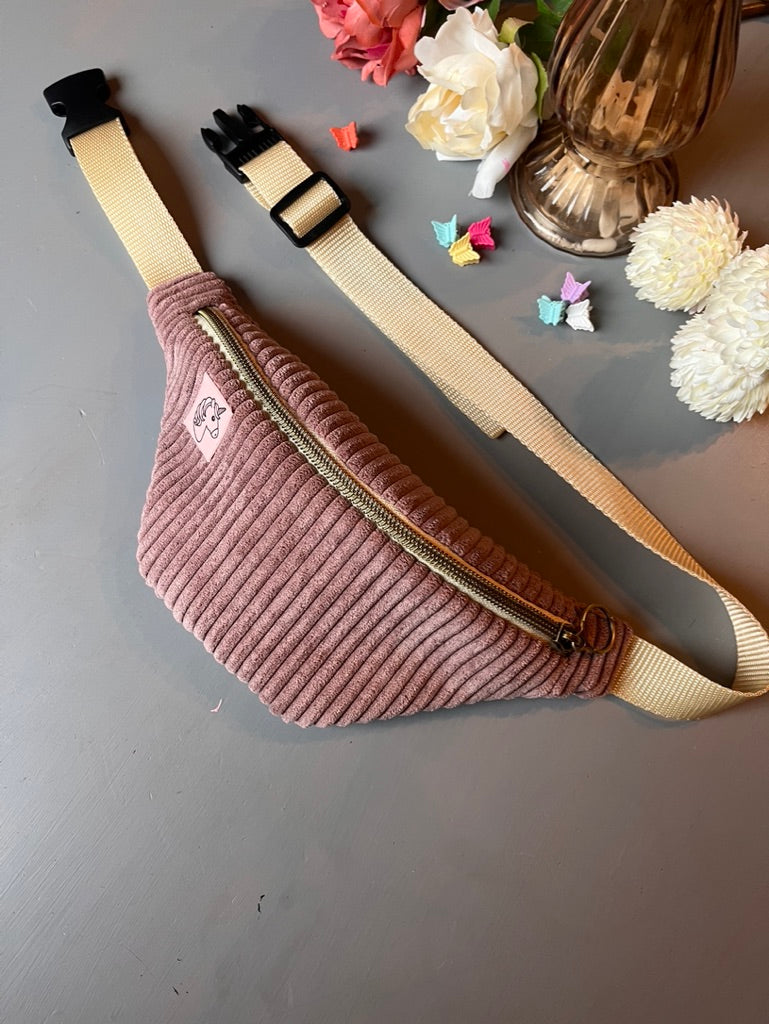 Personalisierte Kinderbauchtasche/ Minibauchtasche Rosa Cord