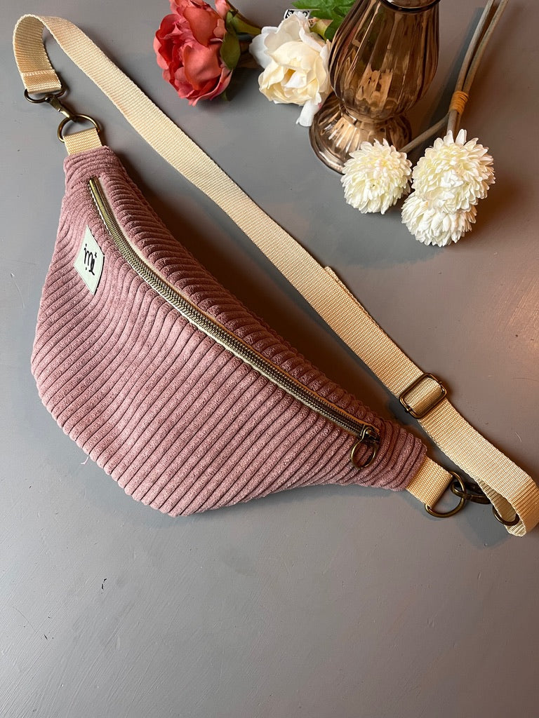 Personalisierte Bauchtasche Sternzeichen - Altrosa Cord